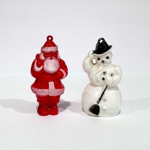 Vintage Rosbro Santa & Snowman Ornaments